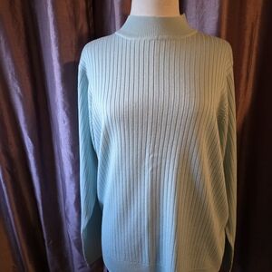 Sag Harbor Mist Green Turtleneck Sweater